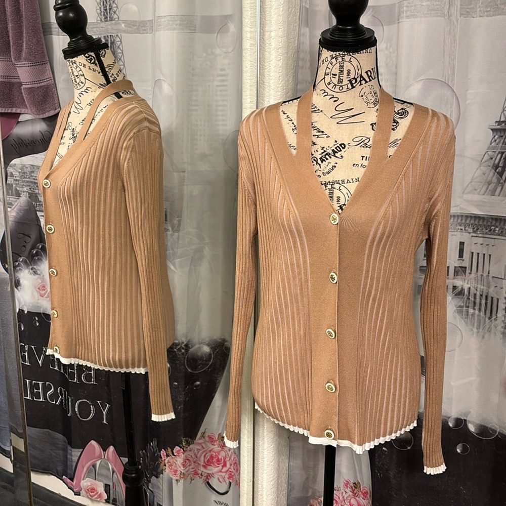 NWT Rio & Rian Ribbed Cardigan Sweater